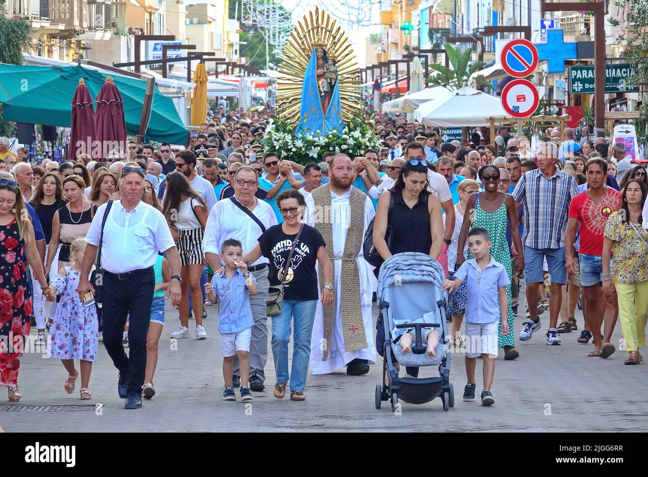 Fête de notre Dame de Porto Salvo, le Saint patron de Lampedusa, est l'événement religieux le plus important qui se tient sur l'île de Lampedusa, LAMPEDUSA, ITA Banque D'Images