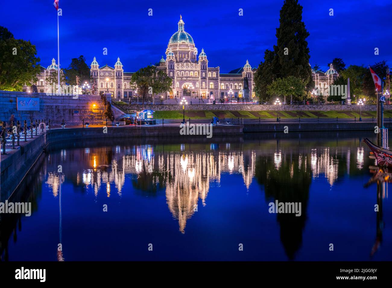 Édifice du Parlement de la Colombie-Britannique, Victoria, la nuit Banque D'Images
