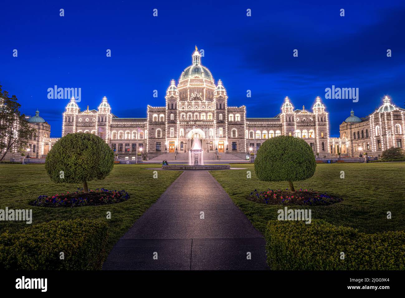 Édifice du Parlement de la Colombie-Britannique, Victoria, la nuit Banque D'Images