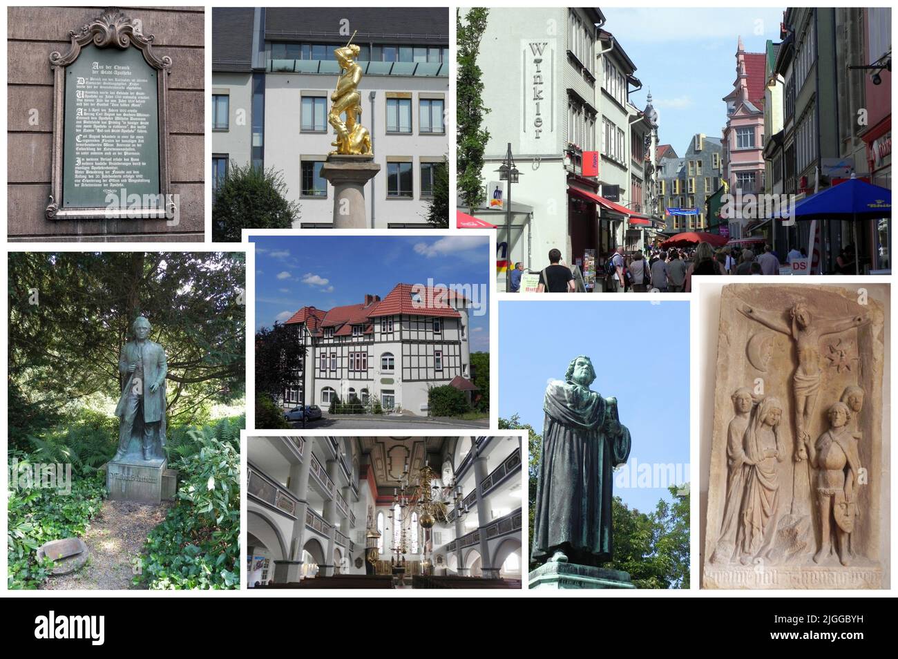 Eisenach ville allemande célèbre pour être le berceau du compositeur Johann Sebastian Bach, et pour avoir accueilli le fugitif Martin Luther Banque D'Images