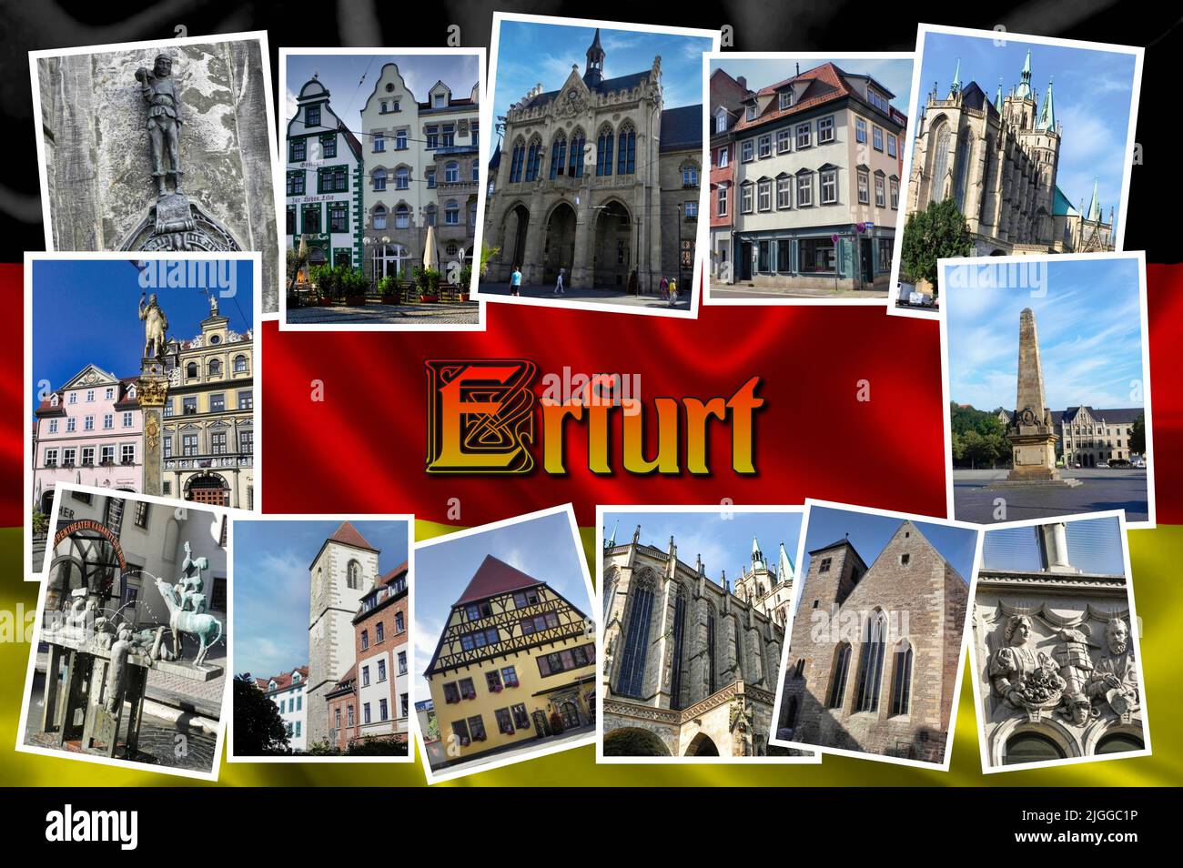 Erfurt est une ville de banlieue allemande, la capitale et le centre principal de la Thuringe. C'est une ville universitaire et le siège du diocèse catholique homonyme Banque D'Images