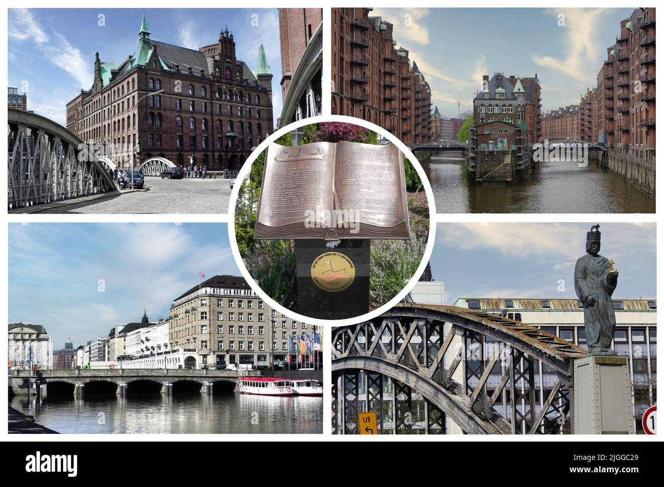 Hambourg, l'une des plus importantes villes portuaires d'Allemagne, est traversée par des centaines de canaux, et abrite de nombreux parcs et monuments historiques Banque D'Images