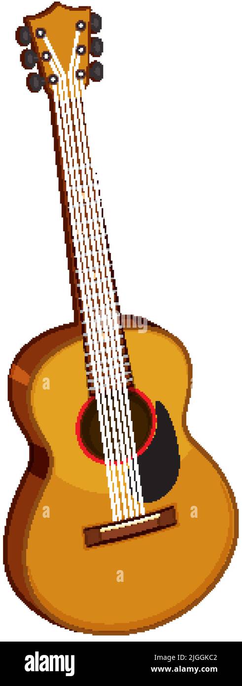 Guitare acoustique isolée sur fond blanc Illustration de Vecteur