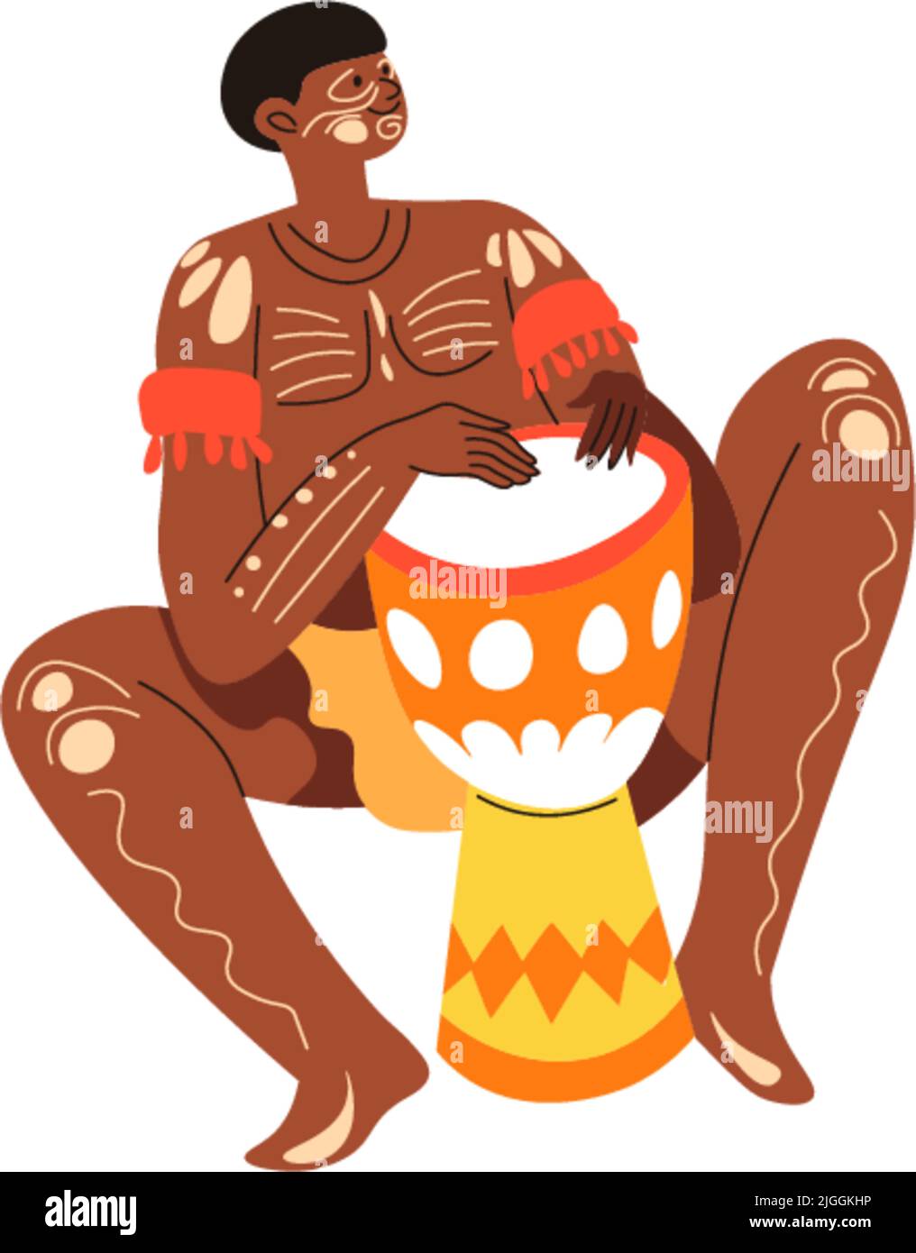 Tribu africaine d'homme jouant des tambours, interprète rituel Illustration de Vecteur Tribu africaine d'homme jouant des tambours, interprète rituel Illustration de Vecteur