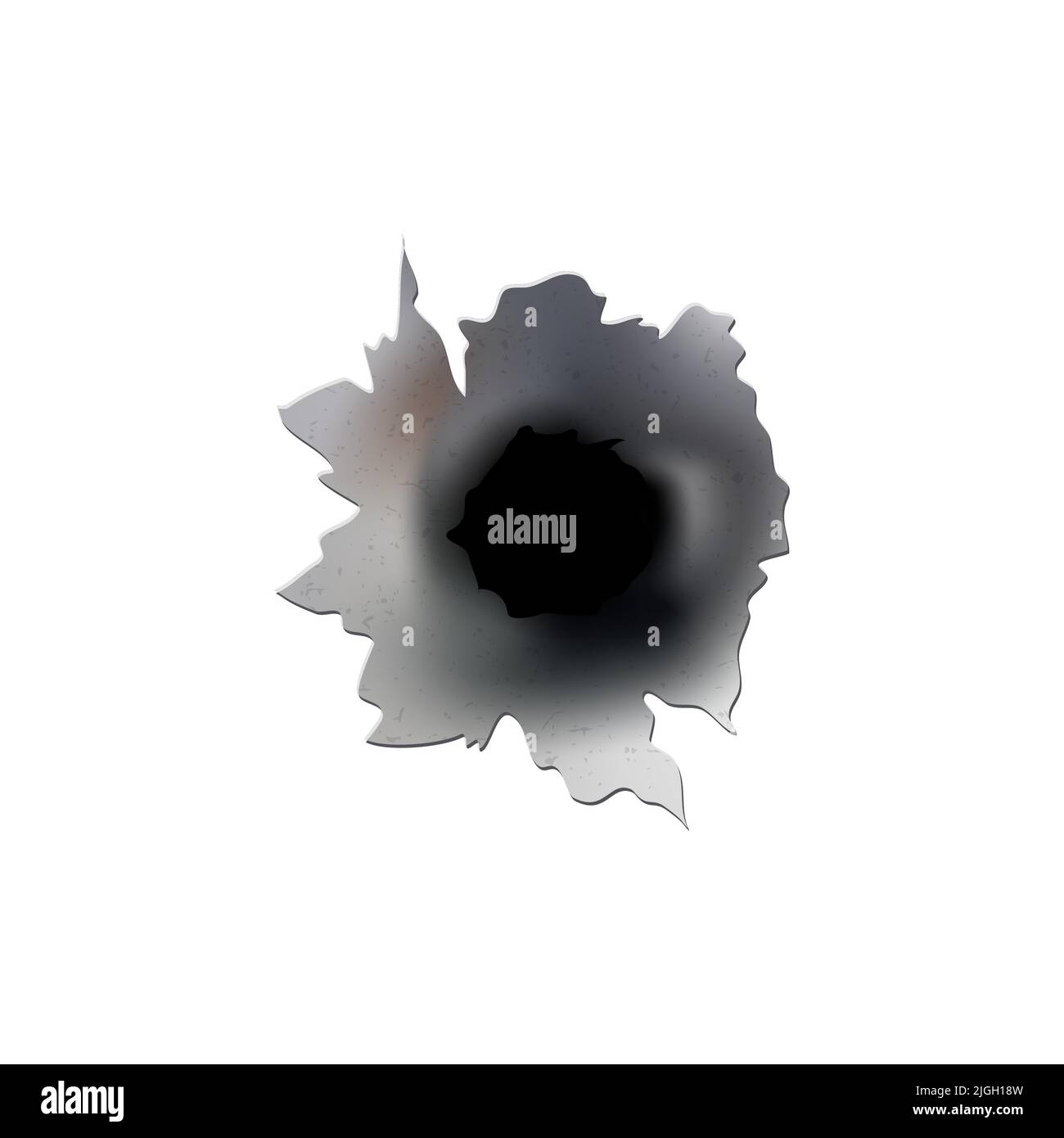 Trous de balle de pistolet ou de pistolet. Photographiez en métal à trou simple ou double. Dommages et fissures sur la surface. Vecteur isolé en arrière-plan Illustration de Vecteur