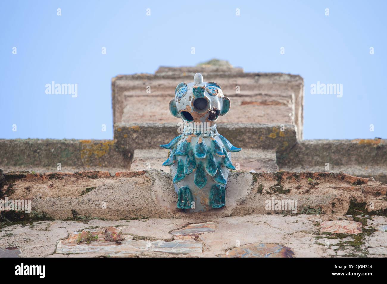 Gargouille en porcelaine du palais des weathervanes, quartier historique de Caceres, Estrémadure, Espagne Banque D'Images