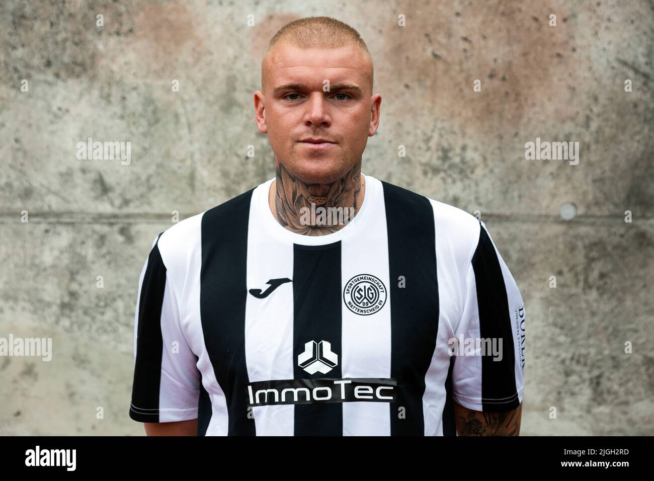 Football, Ligue régionale Ouest, 2022/2023, SG Wattenscheid 09, Stade Lohrheide, Photo de presse, Media Day, Dennis Lerche Banque D'Images