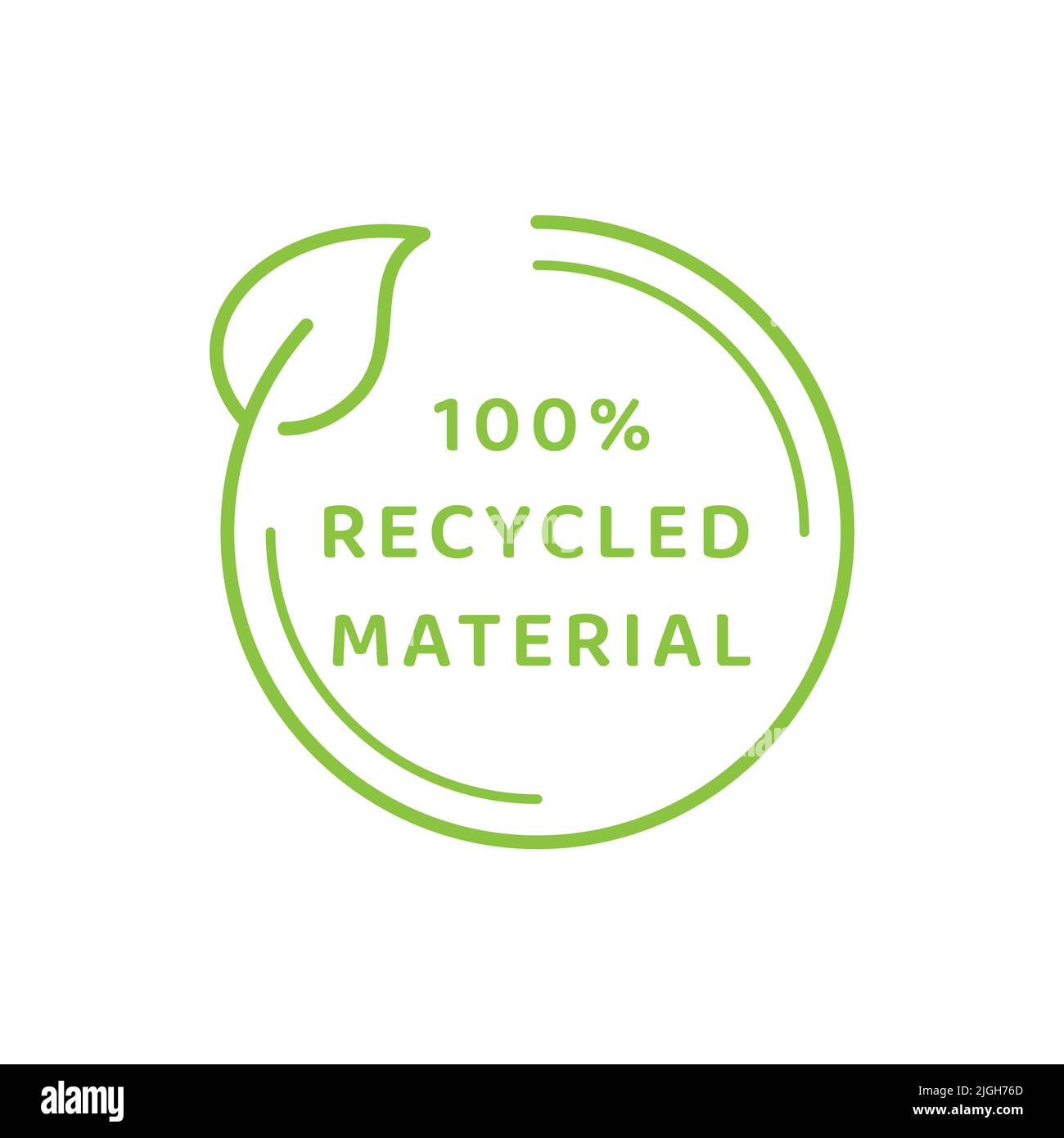 étiquette 100 % matériaux recyclés. Symbole vecteur d'emballage écologique. Illustration de Vecteur