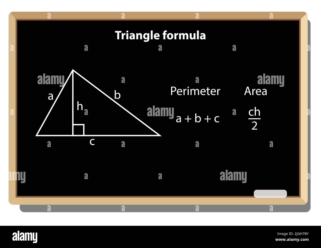 Zone triangulaire avec illustration écrite en craie blanche sur un tableau noir isolé en blanc Illustration de Vecteur