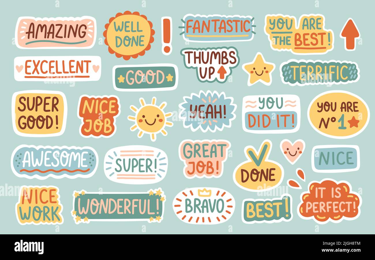 Les étiquettes de travail et de travail excellent définissent l'illustration vectorielle Illustration de Vecteur