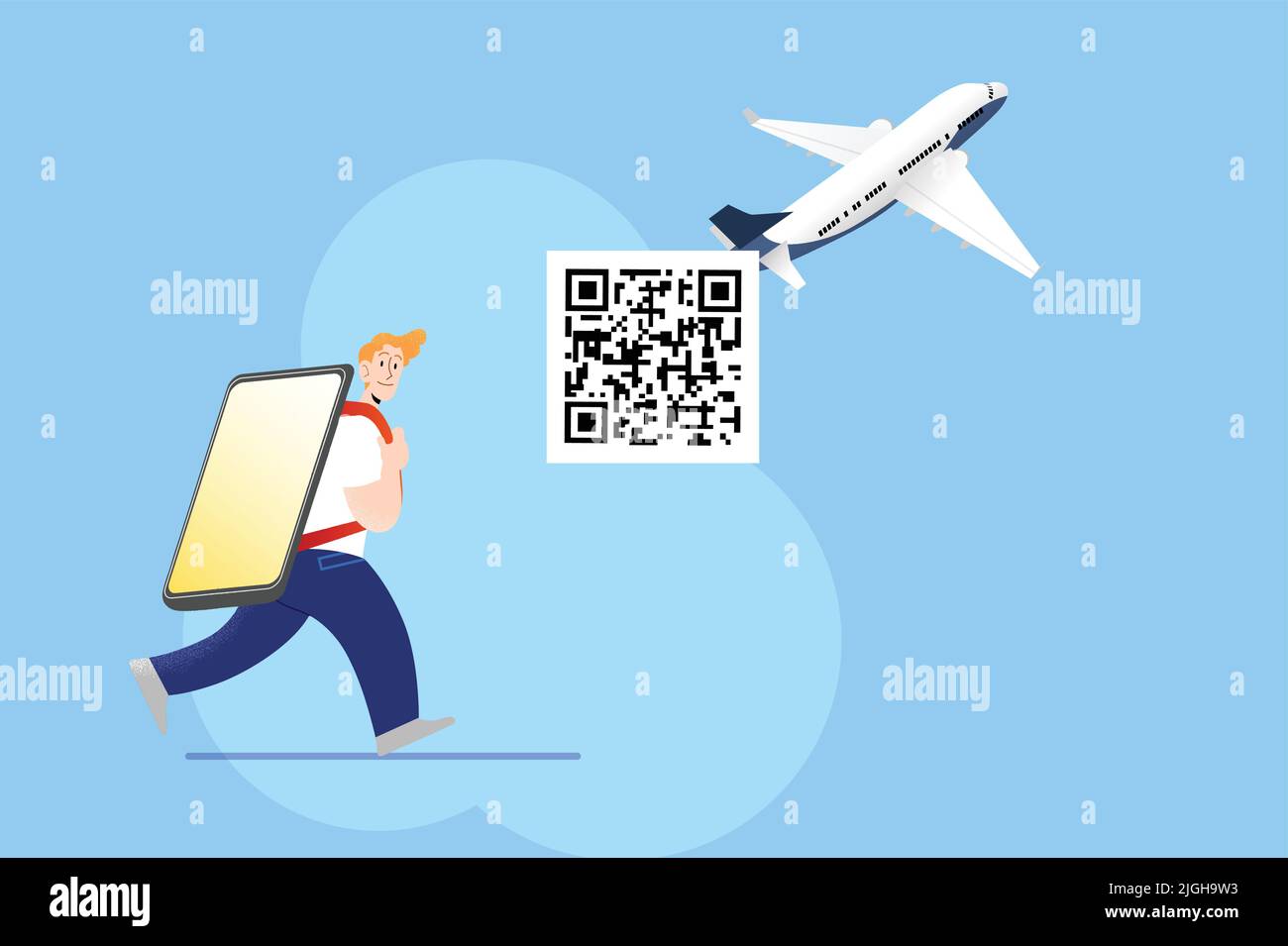 Jeune homme portant un smartphone géant comme sac à dos avec code qr. Concept de voyage avec code qr. Passe sanitaire numérique pour prendre l'avion. Illustration de Vecteur Jeune homme portant un smartphone géant comme sac à dos avec code qr. Concept de voyage avec code qr. Passe sanitaire numérique pour prendre l'avion. Illustration de Vecteur