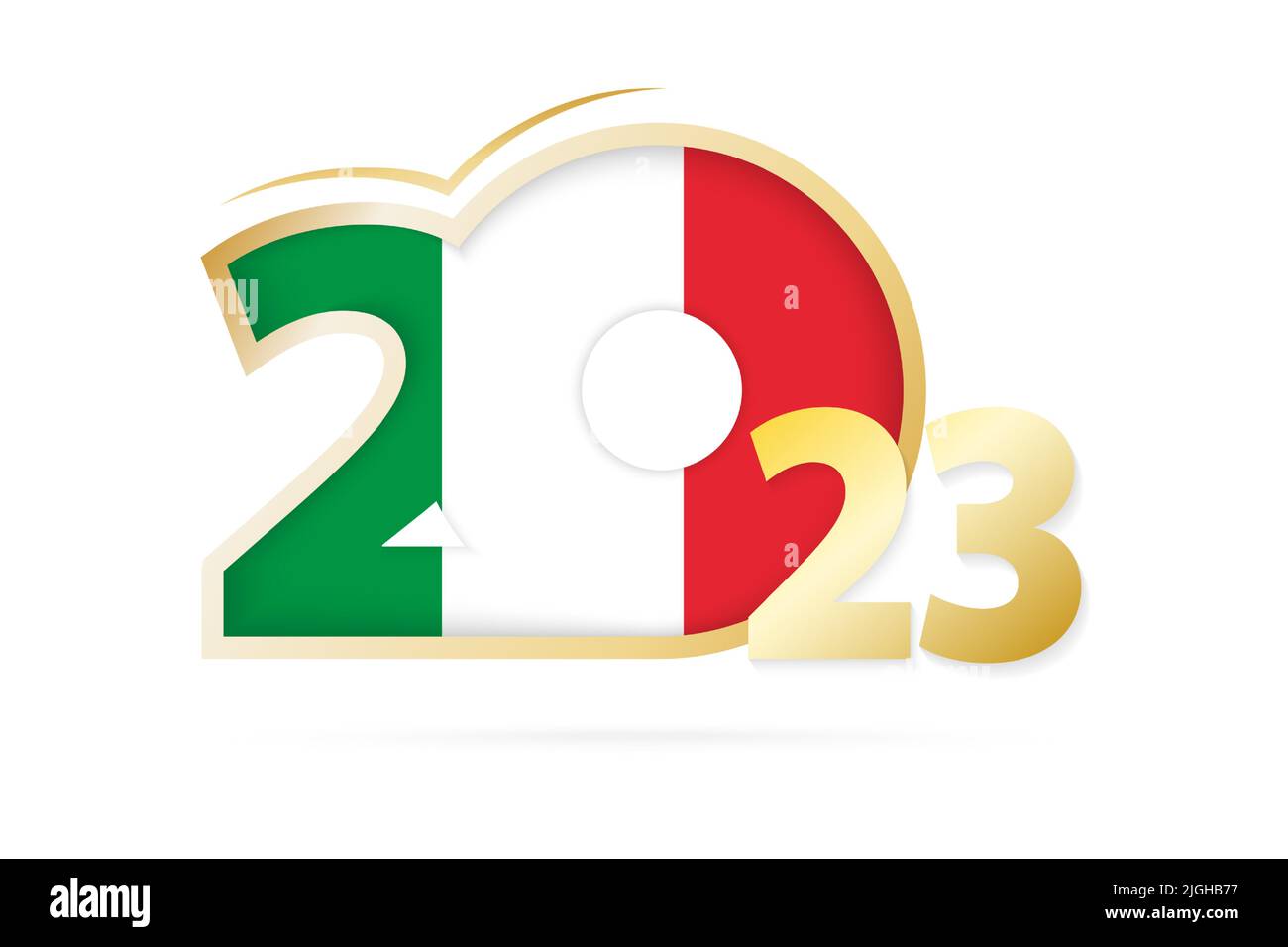 Année 2023 avec modèle drapeau d'Italie. Illustration vectorielle. Illustration de Vecteur