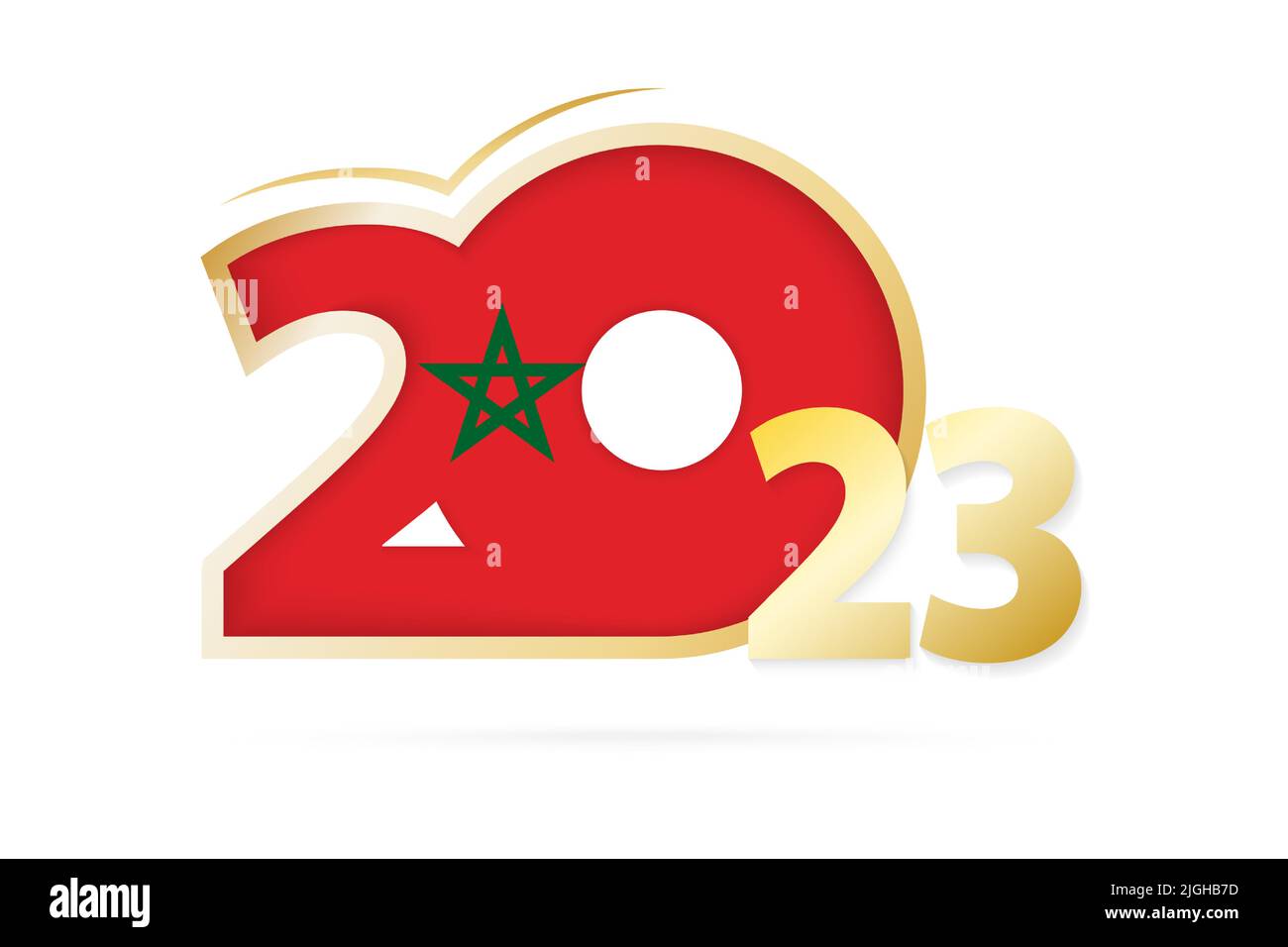 Année 2023 avec drapeau marocain. Illustration vectorielle. Illustration de Vecteur