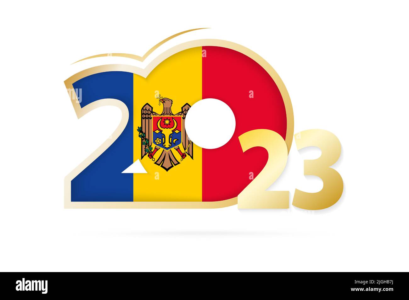 Année 2023 avec motif drapeau de Moldavie. Illustration vectorielle. Illustration de Vecteur