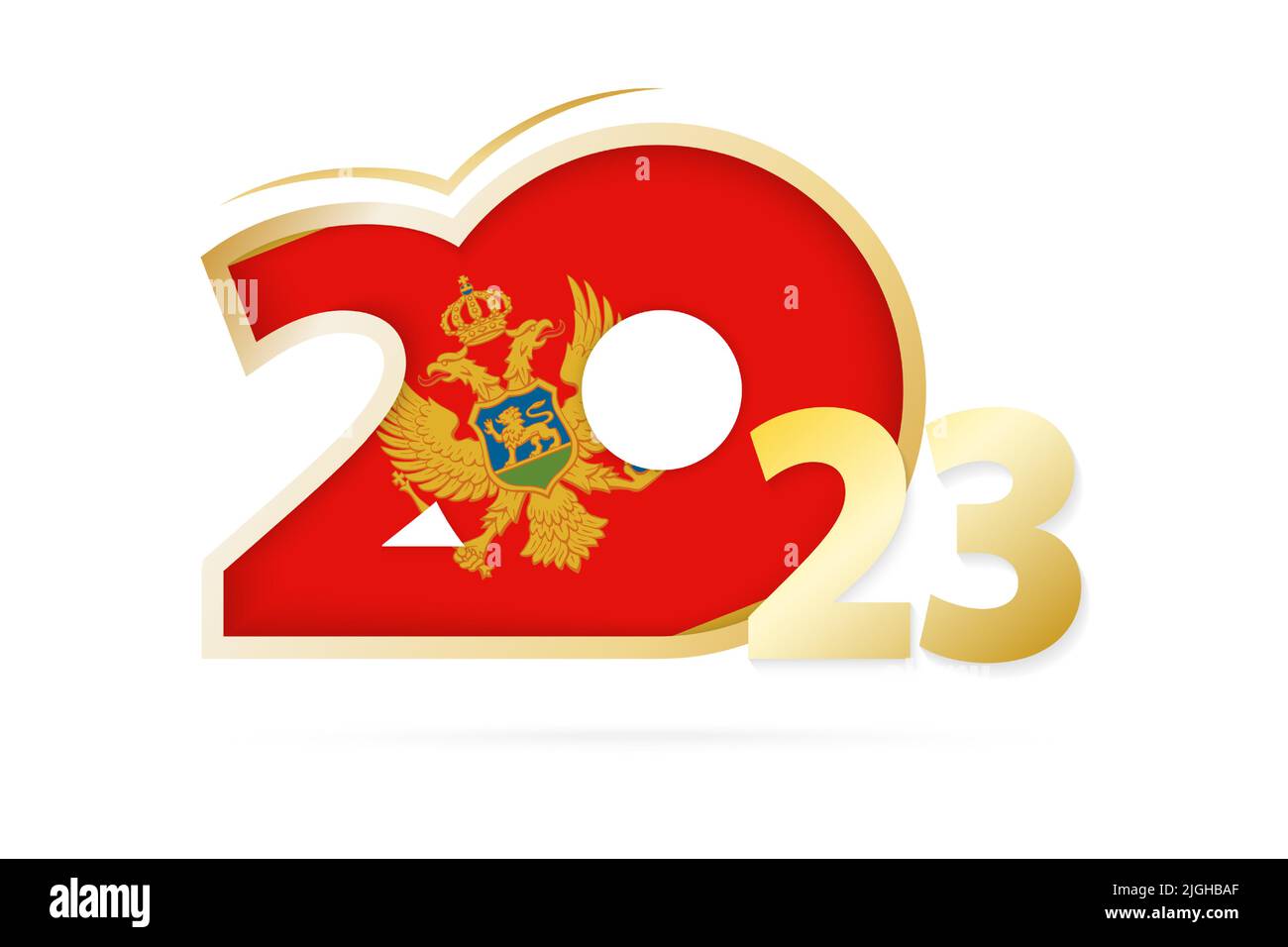 Année 2023 avec motif drapeau du Monténégro. Illustration vectorielle. Illustration de Vecteur
