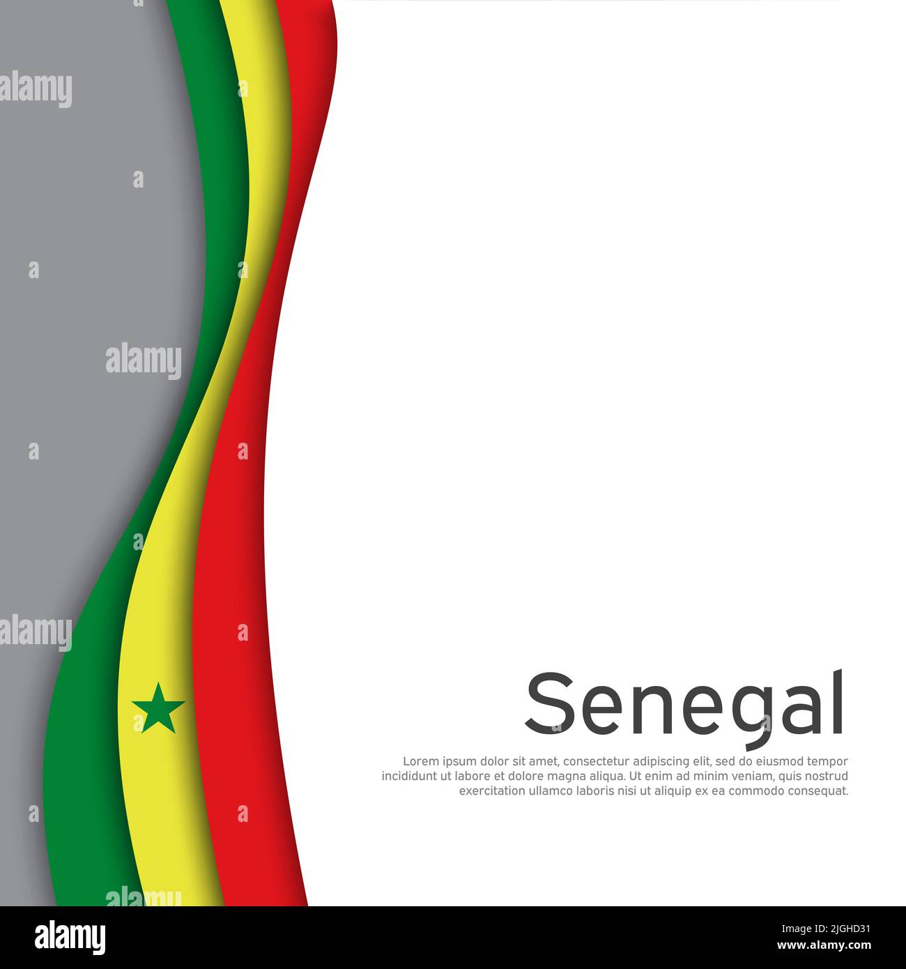 Abstrait agitant le drapeau du Sénégal. Affiche nationale sénégalaise. Fond créatif pour le design de la carte de vacances patriotique. Etat sénégal couverture patriotique Illustration de Vecteur