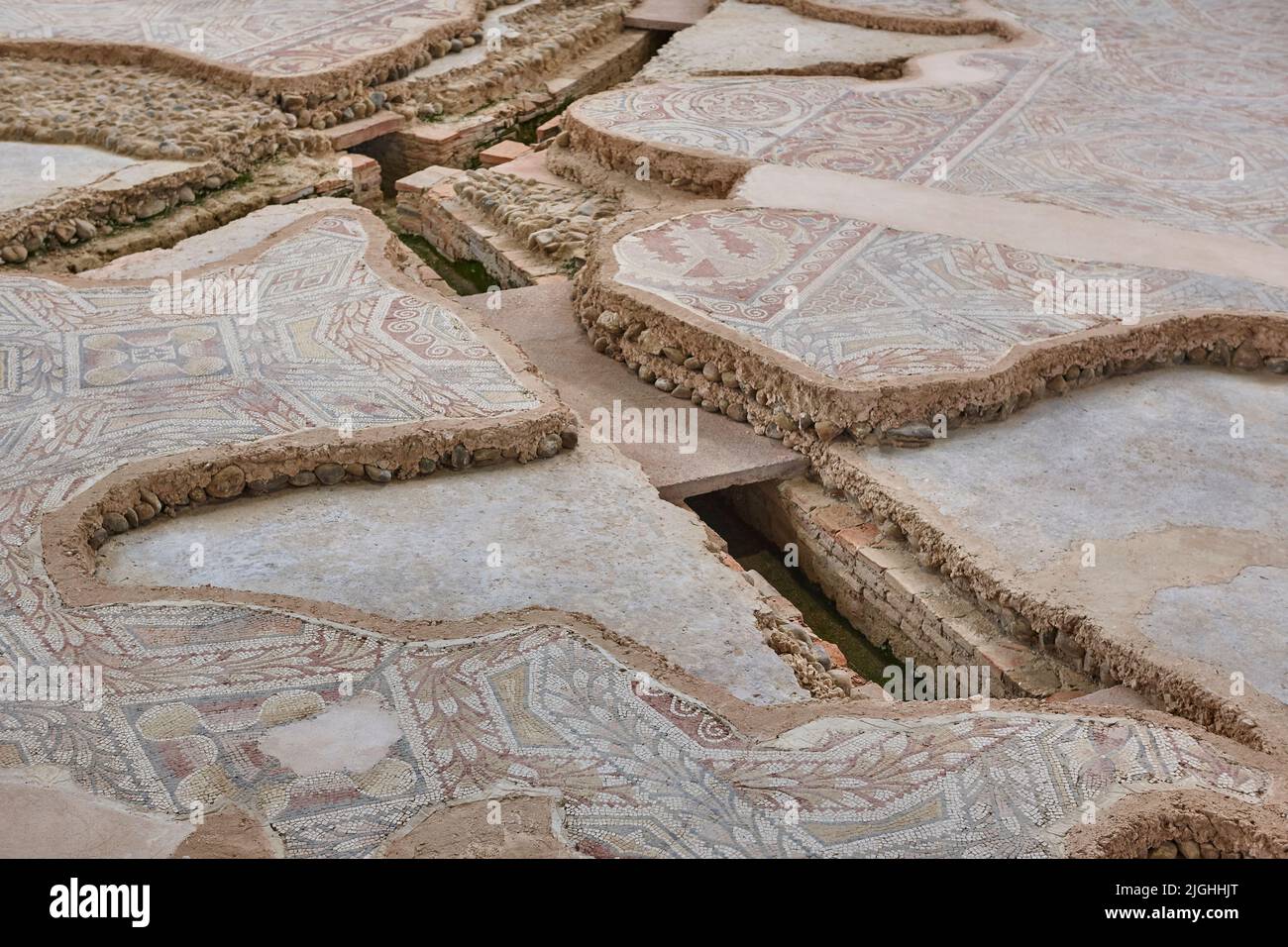 Mosaïques romaines et hypocalt à la Olmeda. Palencia, Espagne Banque D'Images