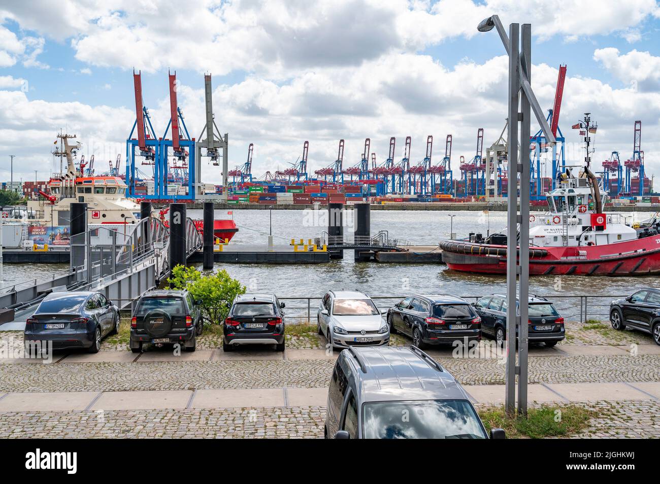 Rivière Elbe à Övelgönne, Hambourg, Allemagne Banque D'Images