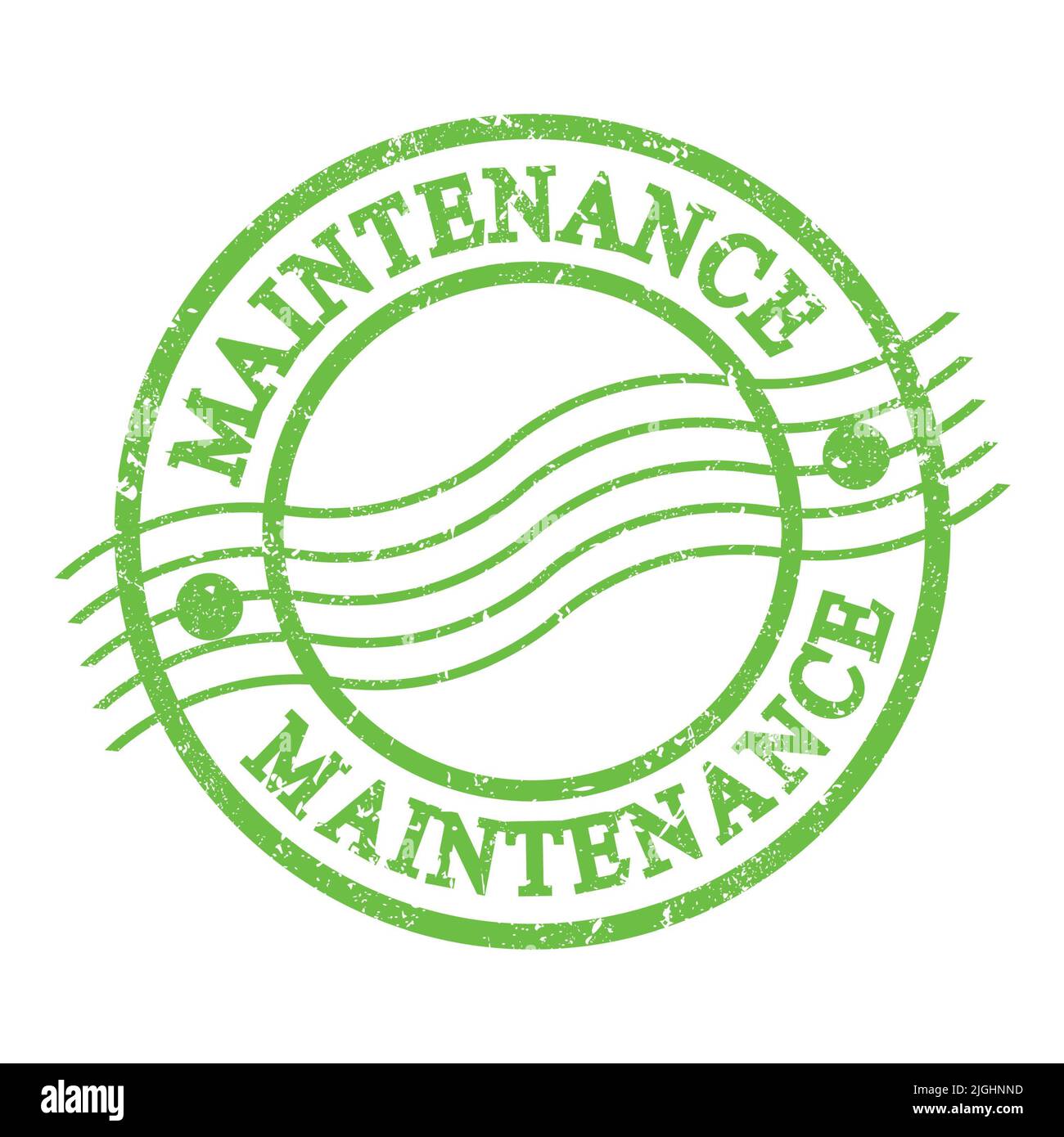 ENTRETIEN, texte écrit sur le timbre postal vert grungy. Banque D'Images