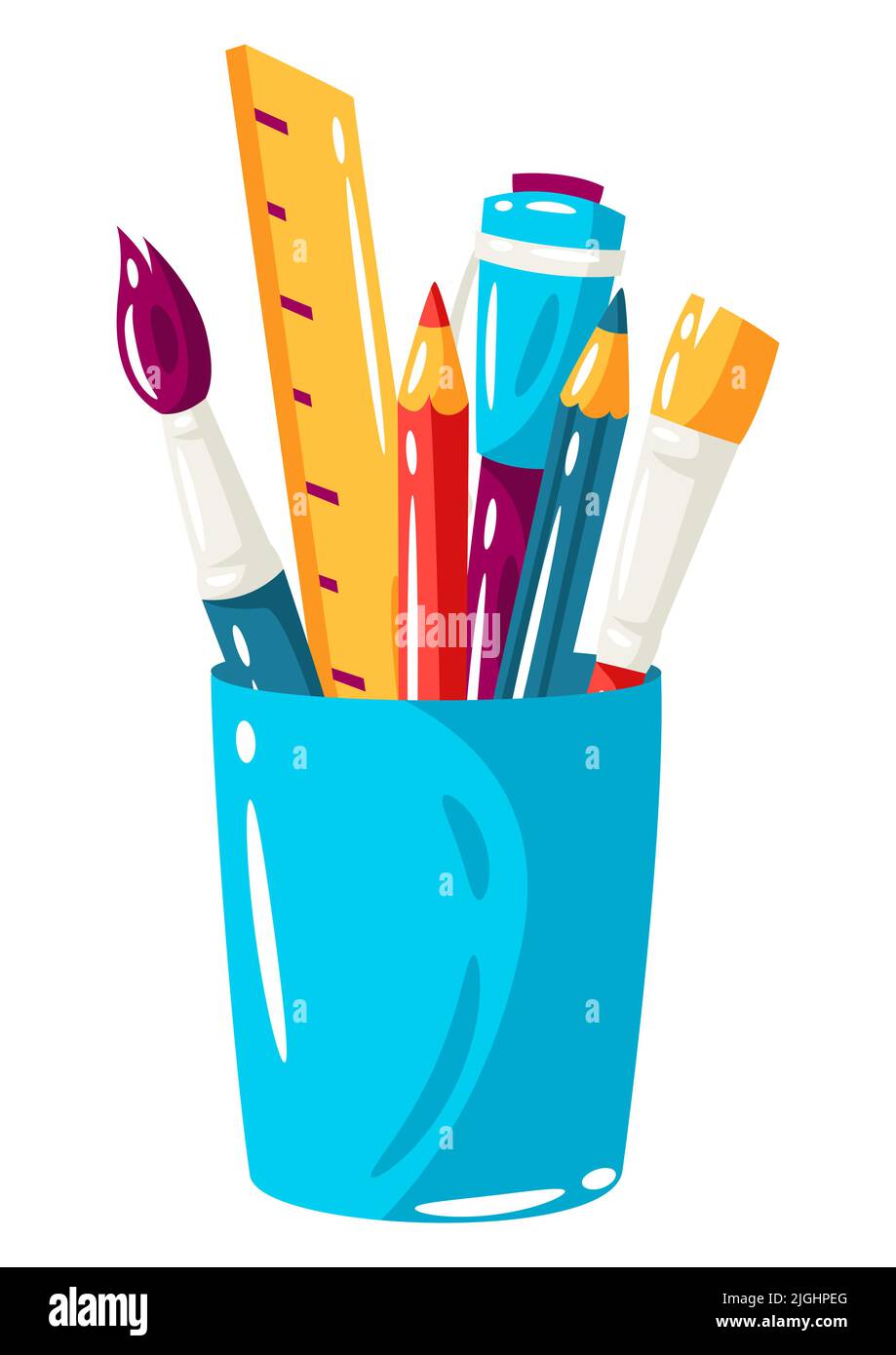 Illustration de la papeterie en verre. Article scolaire. Une image haute en couleur pour le design. Illustration de Vecteur