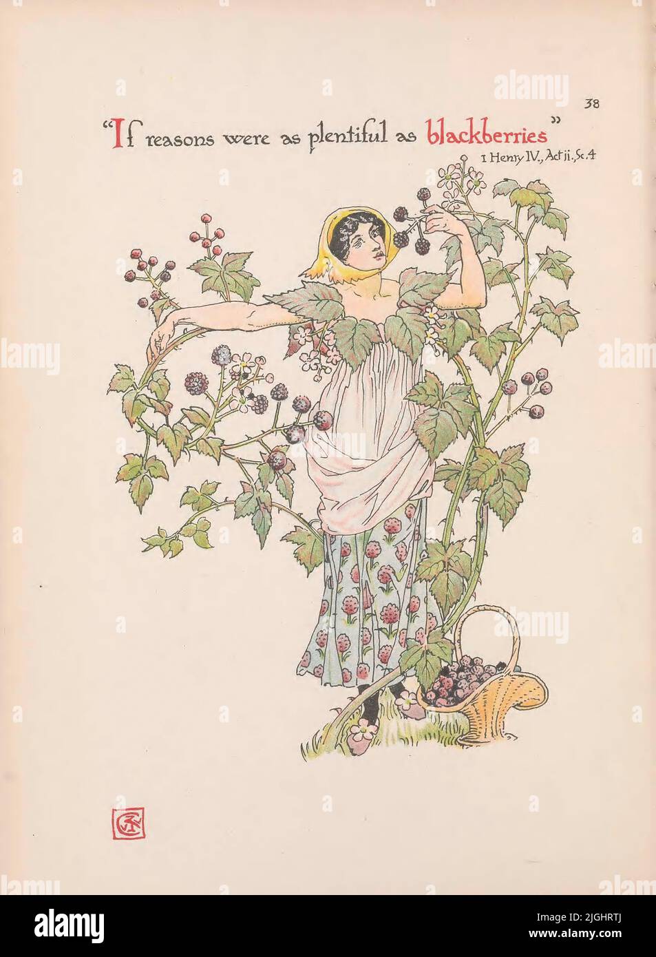 Si les raisons étaient aussi abondantes que les mûres [ Henry IV Act II scène 4 ] du livre ' Flowers from Shakespeare's Garden : a Posy from the Plays ' Illustrated by Walter Crane, 1845-1915; based on William Shakespeare, 1564-1616 Date de publication 1909 Éditeur [Londres] : Cassell & Co., Ltd Banque D'Images