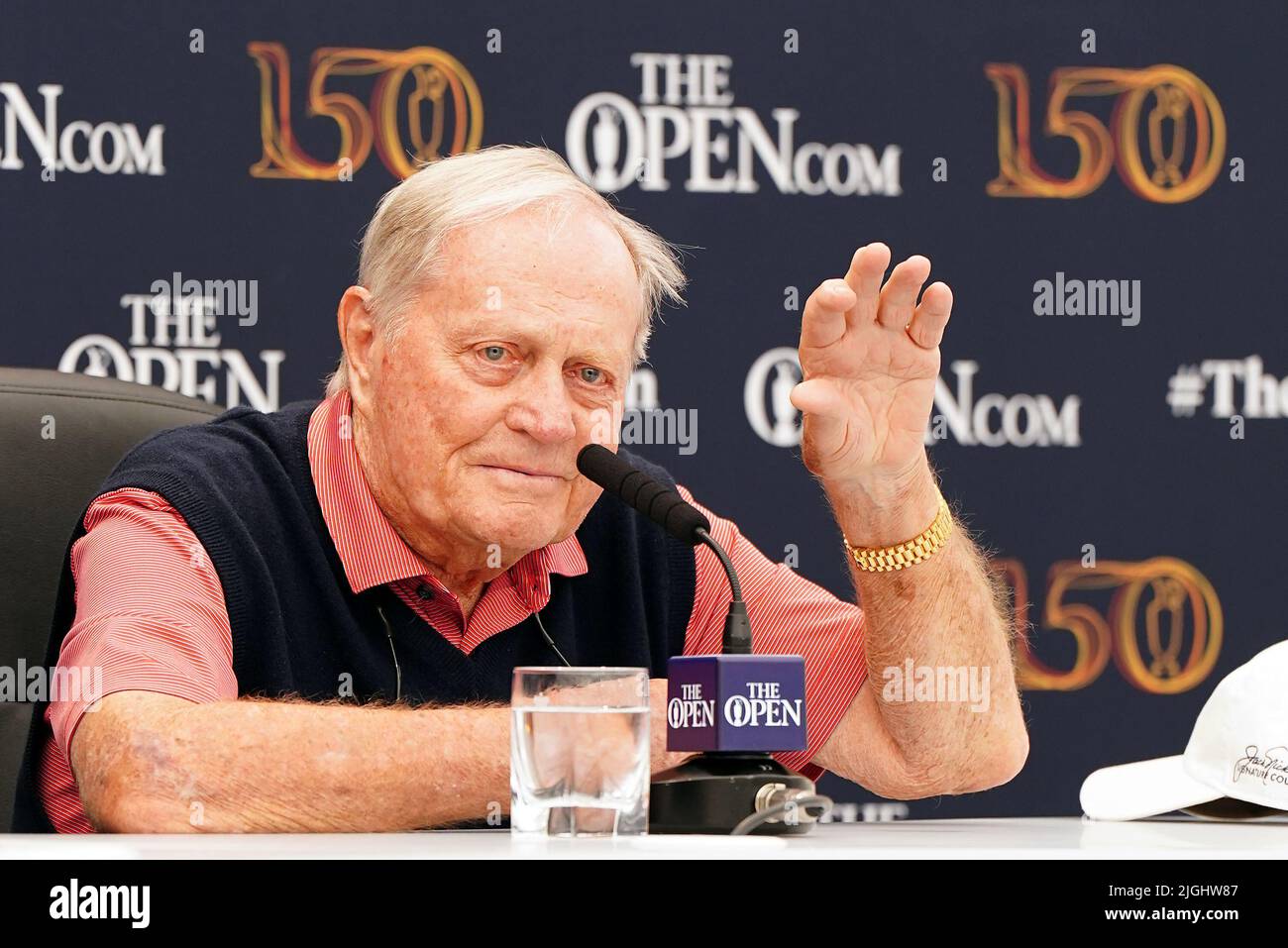 Jack Nicklaus lors d'une conférence de presse sur une journée d'entraînement au Old course, St Andrews. Date de la photo: Lundi 11 juillet 2022. Banque D'Images