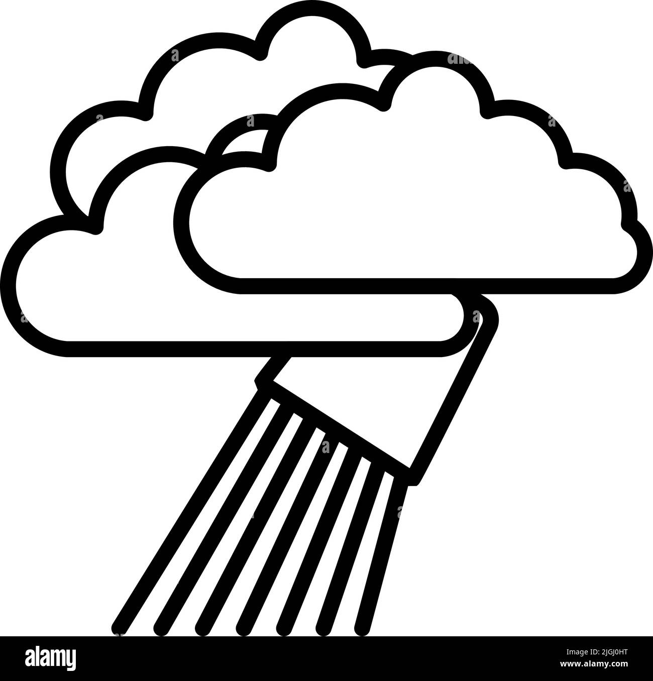 Pluie comme à partir de l'icône de seau. Contour en gras avec largeur de contour modifiable. Illustration vectorielle. Illustration de Vecteur