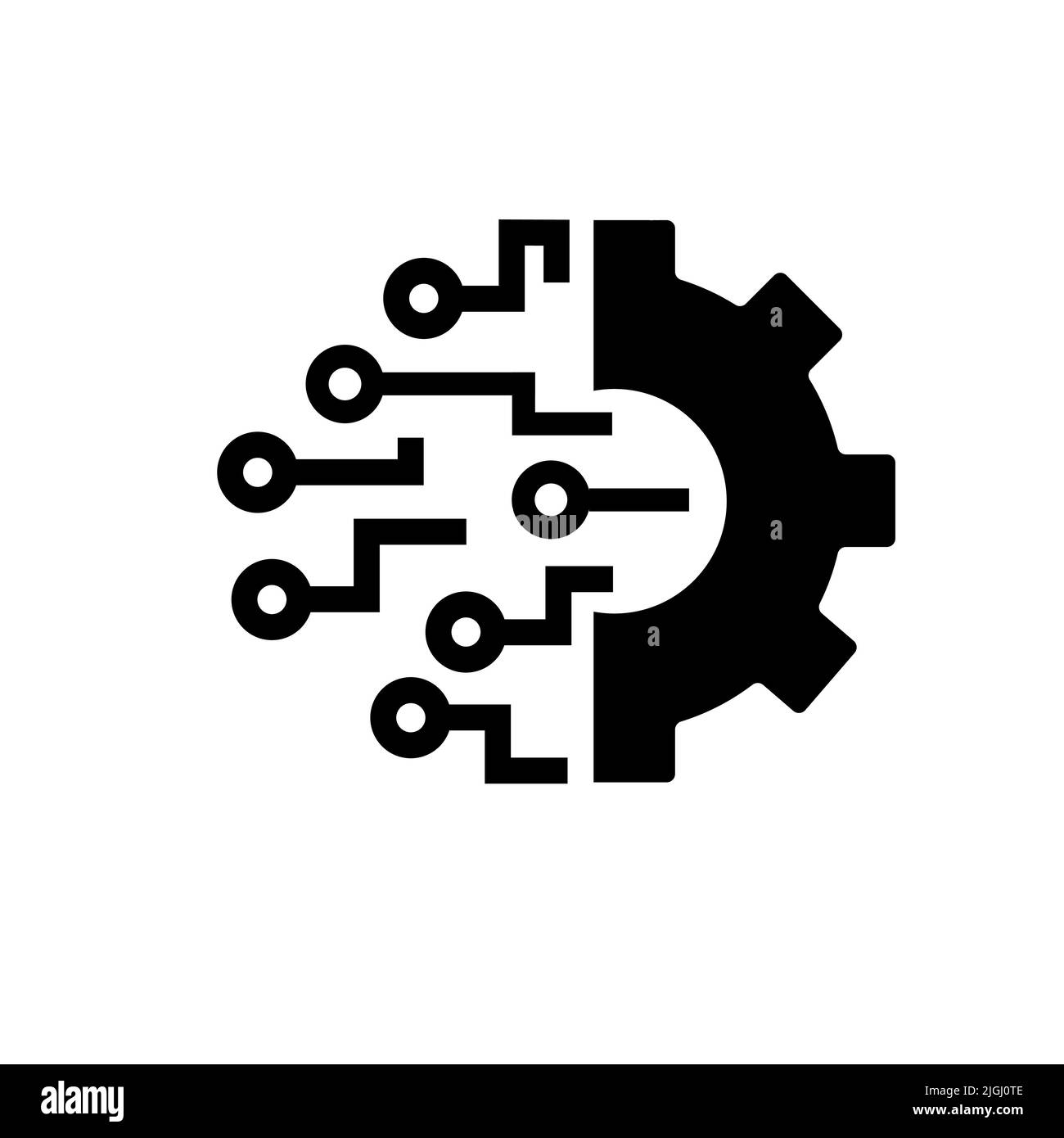 Icône vecteur de circuit et d'engrenage. Panneau plat rempli pour le concept mobile et la conception de sites Web. Technologie numérique icône pleine. Symbole, illustration du logo. Pixel perf Illustration de Vecteur