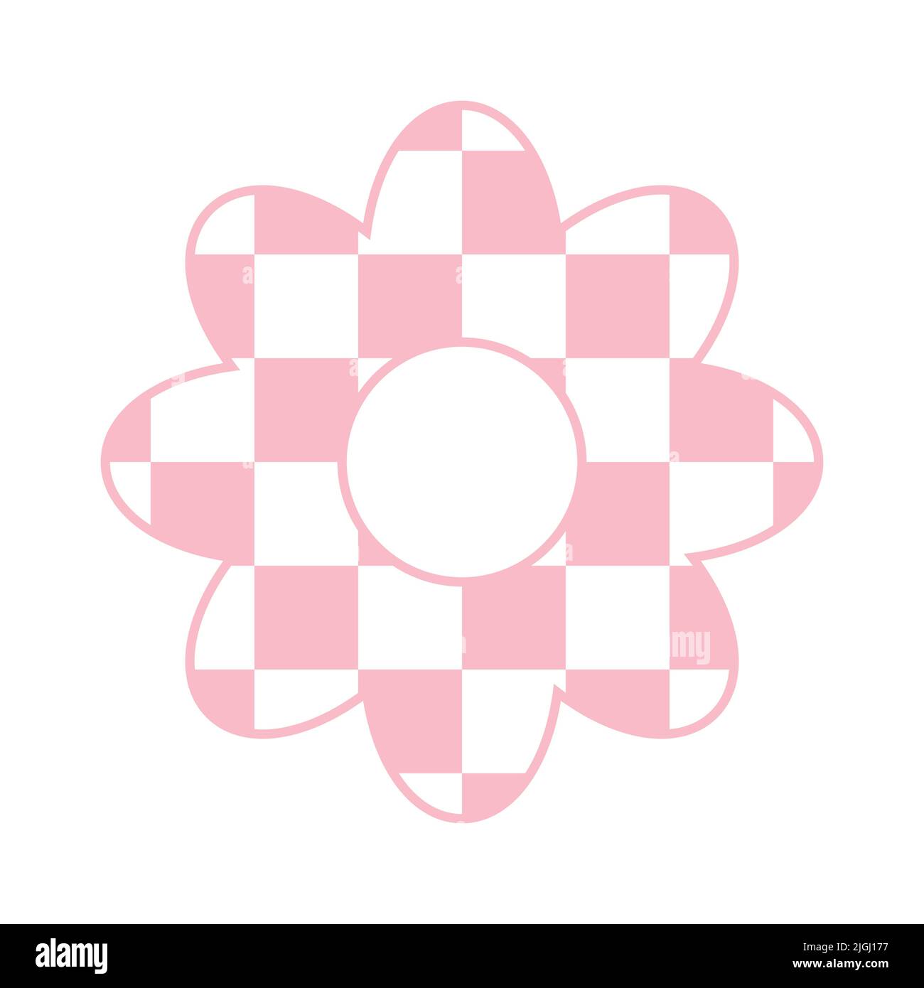 Fleur plate vectorielle avec texture rose de la planche d'échecs Illustration de Vecteur