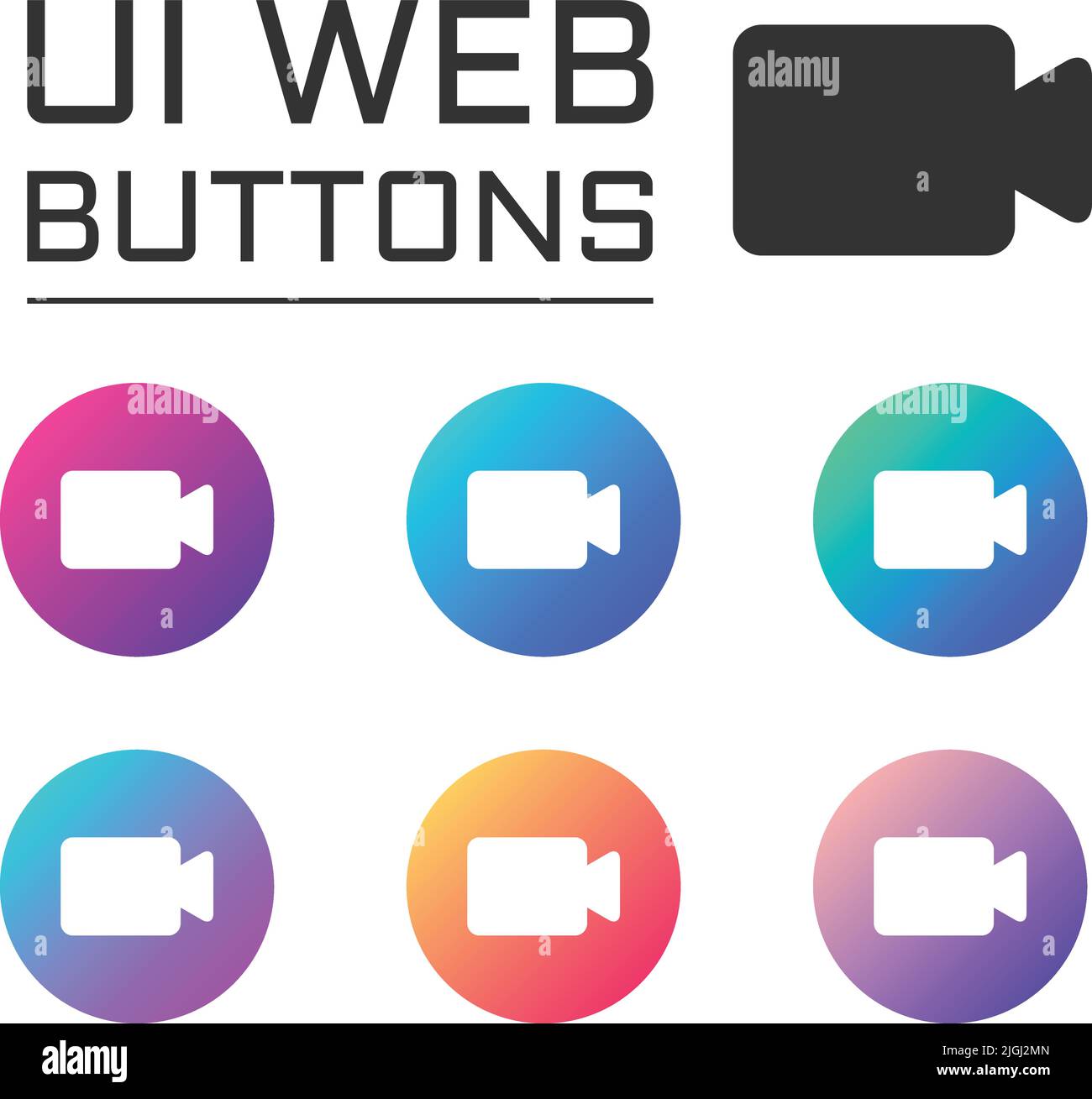 bouton web de l'interface utilisateur de la caméra vidéo. icônes vectorielles Illustration de Vecteur