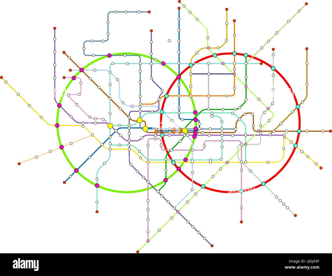 Carte fictive du métro, carte des transports en commun, espace de copie gratuit Illustration de Vecteur