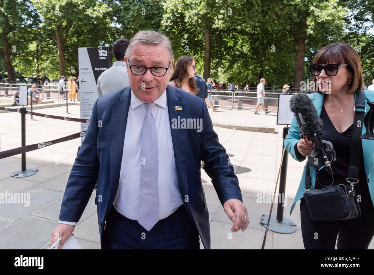 Londres, Royaume-Uni. 11th juillet 2022. Le député de Mark François arrive aux salles de guerre de Churchill à Westminster pour participer au dévoilement du manifeste de réduction d'impôt organisé par le groupe de campagne de la voie vers l'avant conservatrice. Le calendrier détaillé du concours pour trouver le successeur de Boris Johnson après sa démission en tant que chef du Parti conservateur sera fixé à la suite de l'élection d'un nouveau comité exécutif en 1922, lundi soir. Crédit: Wiktor Szymanowicz/Alamy Live News Banque D'Images