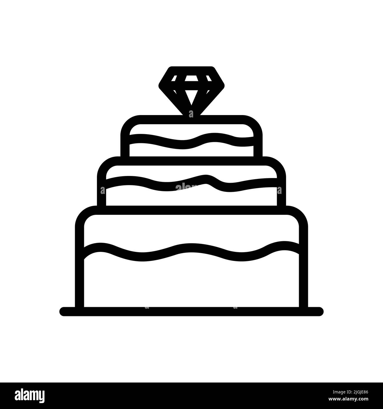 Icône gâteau avec pierre précieuse. Icône liée au mariage. Style d'icône de ligne. Conception simple modifiable Illustration de Vecteur