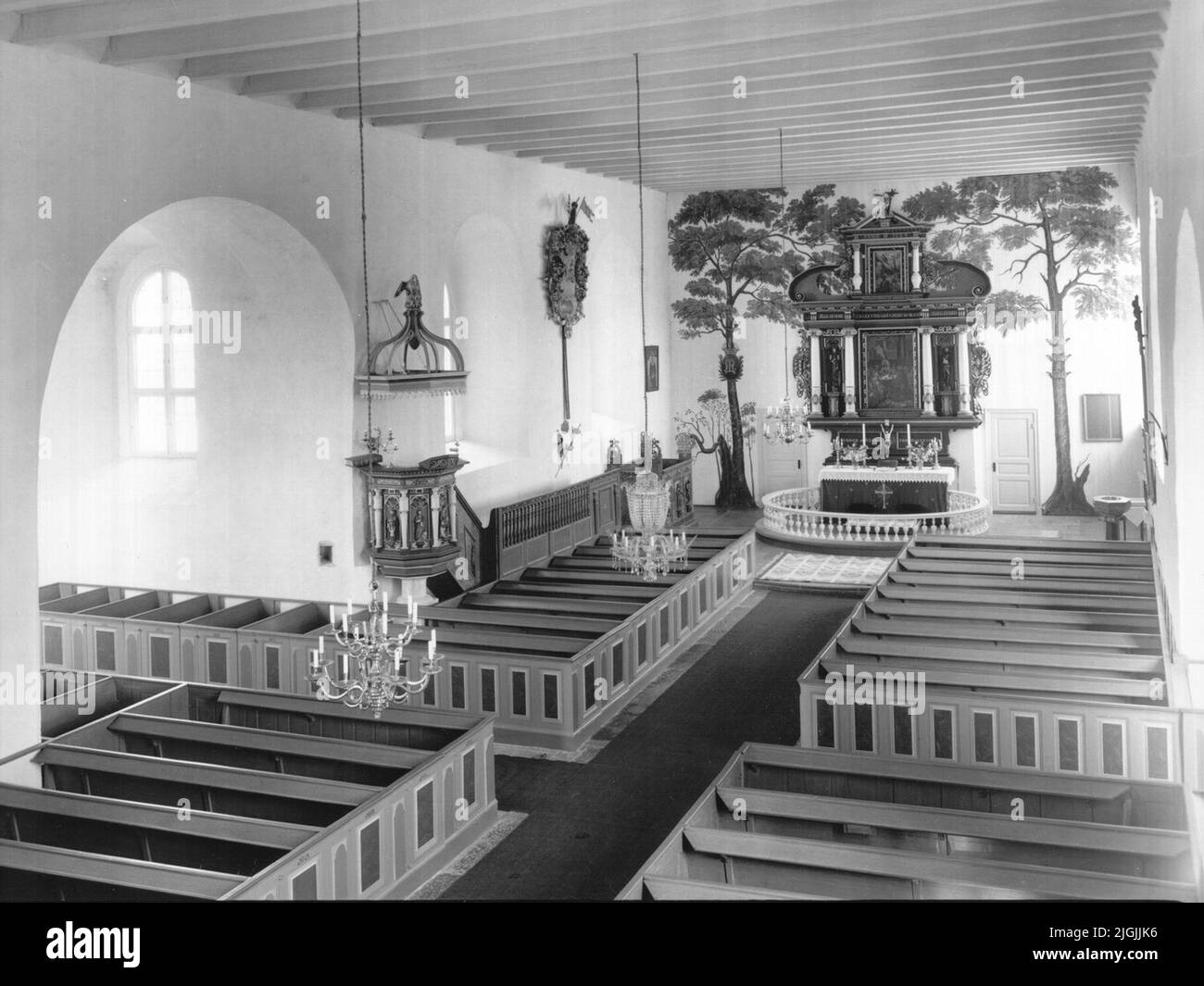 Intérieur Kyrka de l'église de Kristianopel (Église de la Sainte Trinité). Banque D'Images