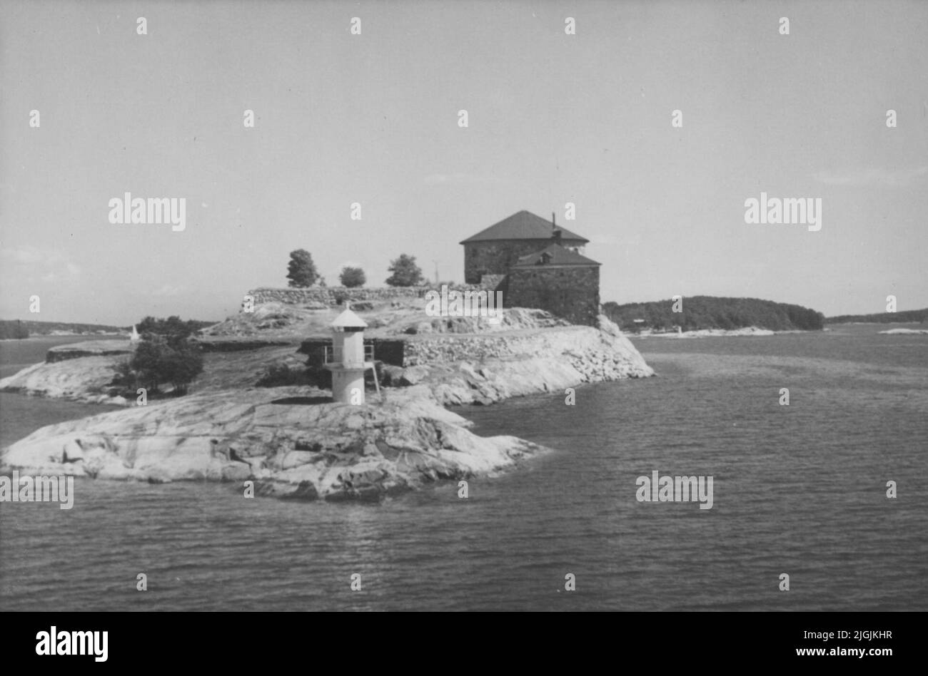 Skärgård Maison militaire de poudreuse sur Dalarö Skans dans l'archipel de Stockholm Banque D'Images