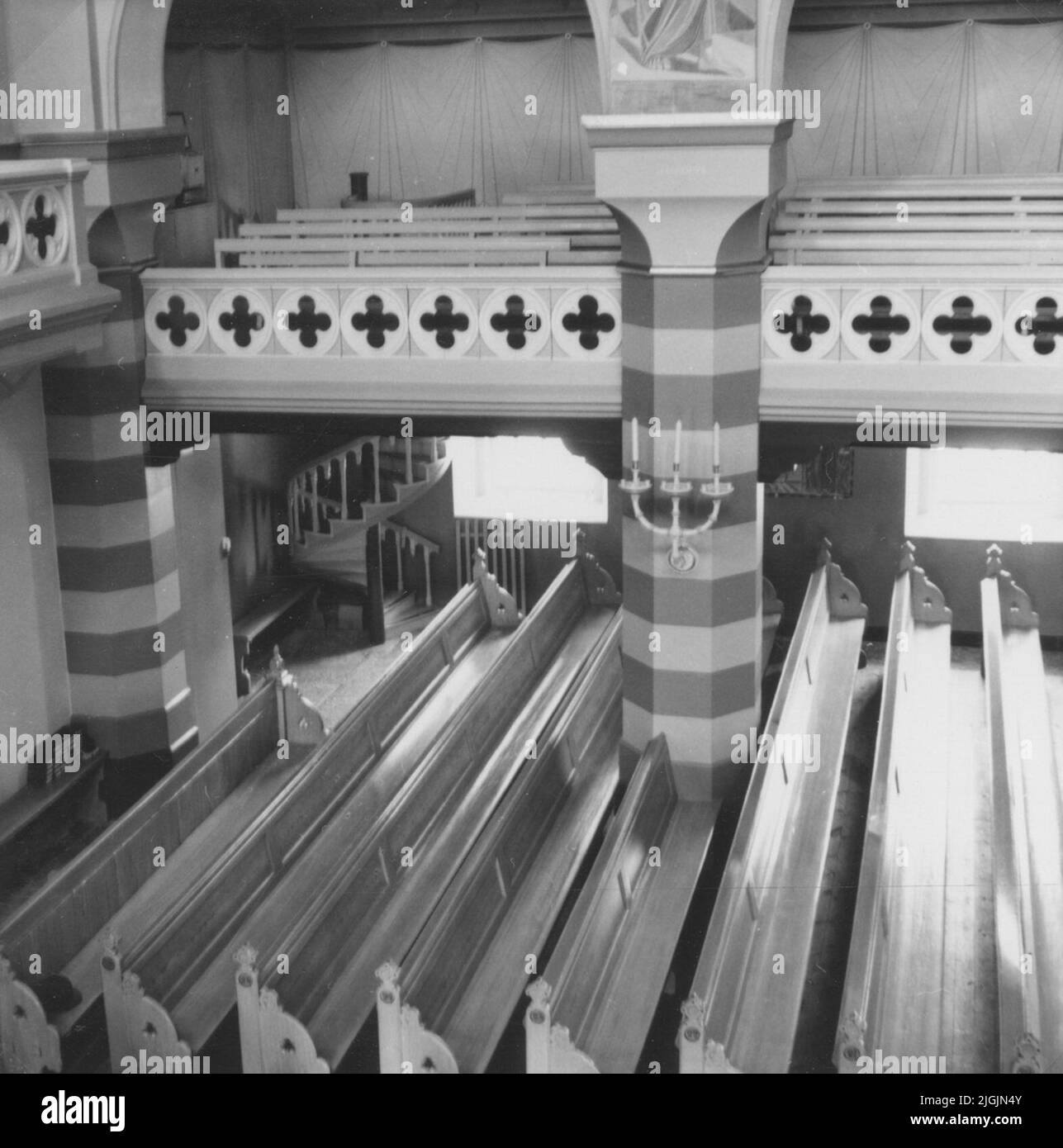 Kyrka intérieur détail contre les stands de l'église Bräkne-Hoby. Banque D'Images