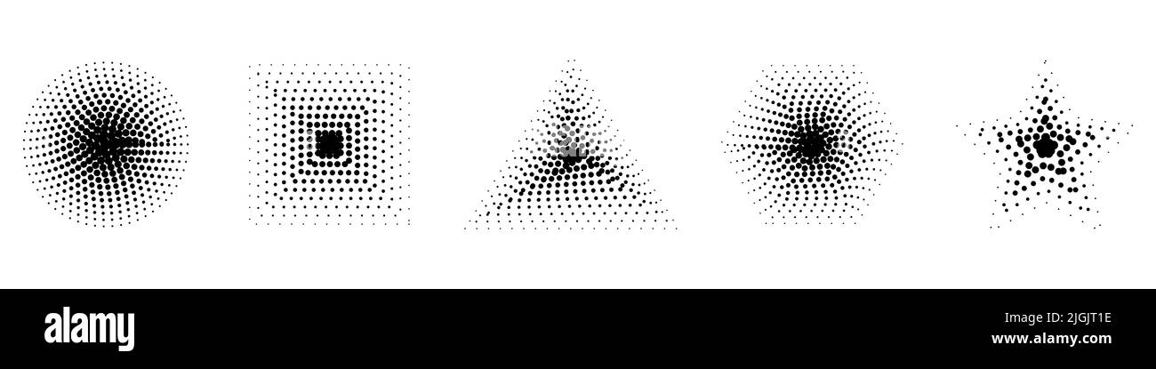 Ensemble d'éléments demi-ton. Formes demi-teintes. Illustration vectorielle. Différentes formes pointillées Illustration de Vecteur