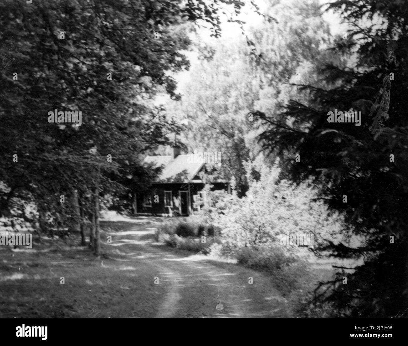Bostadshus partie du terrain/jardin de la Villa Udden 1952, qui était sous la ferme de la ville Lugnadal. Banque D'Images