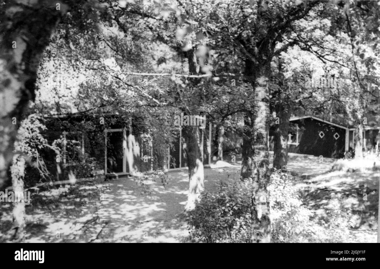 Bostadshus partie du terrain/jardin de la Villa Udden 1952, qui était sous la ferme de la ville Lugnadal. Banque D'Images