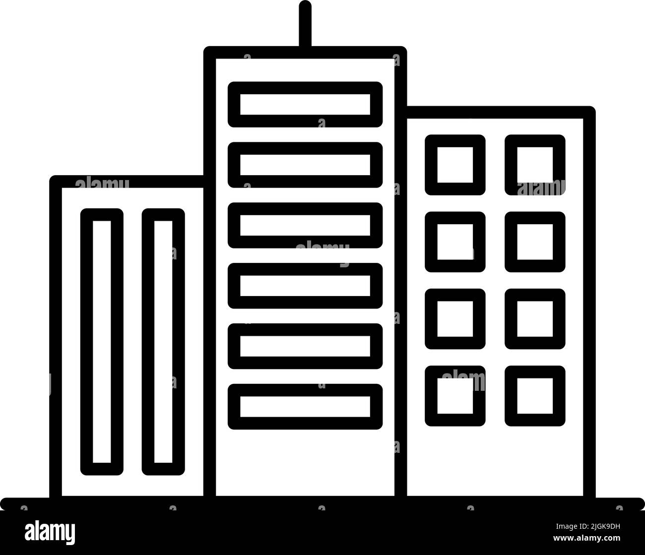 icône de bâtiment. Simple ligne fine, vectorisation des icônes de bâtiments pour UI et UX, site Web ou application mobile sur fond bleu foncé dégradé sur TH Illustration de Vecteur