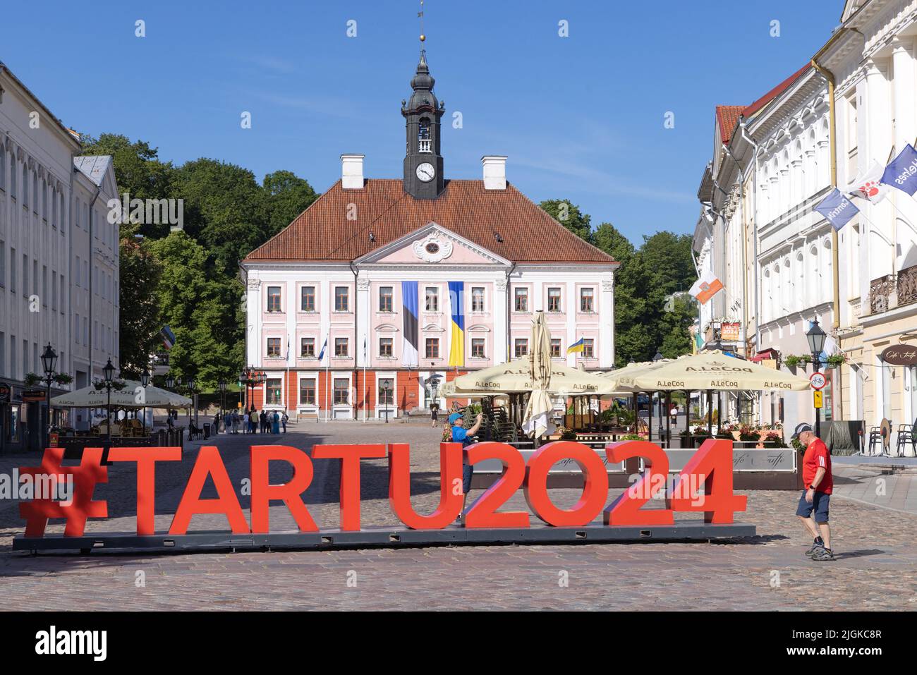 Place de la mairie, Tartu, Estonie , capitale européenne de la culture 2024, un jour d'été, Tartu, Estonie Europe Banque D'Images