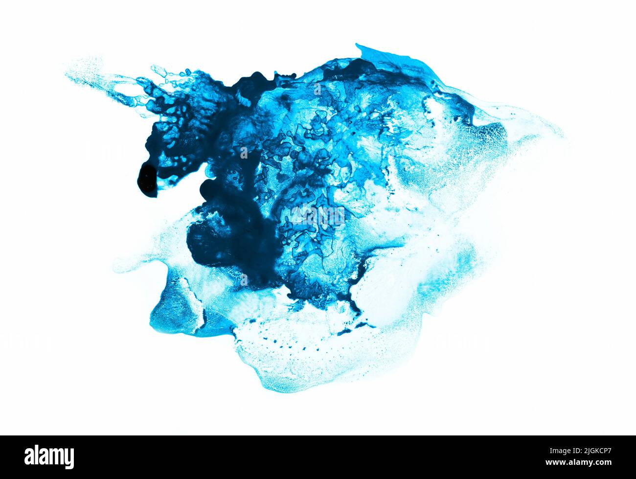 Résumé Aquarelle bleue image de spot isolée sur blanc. Banque D'Images
