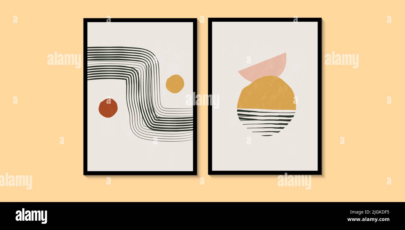 Art mural minimaliste abstrait dans les couleurs vert, jaune et orange. Style de ligne simple. Formes géométriques, cercles, motif créatif moderne. Illustration de Vecteur Art mural minimaliste abstrait dans les couleurs vert, jaune et orange. Style de ligne simple. Formes géométriques, cercles, motif créatif moderne. Illustration de Vecteur