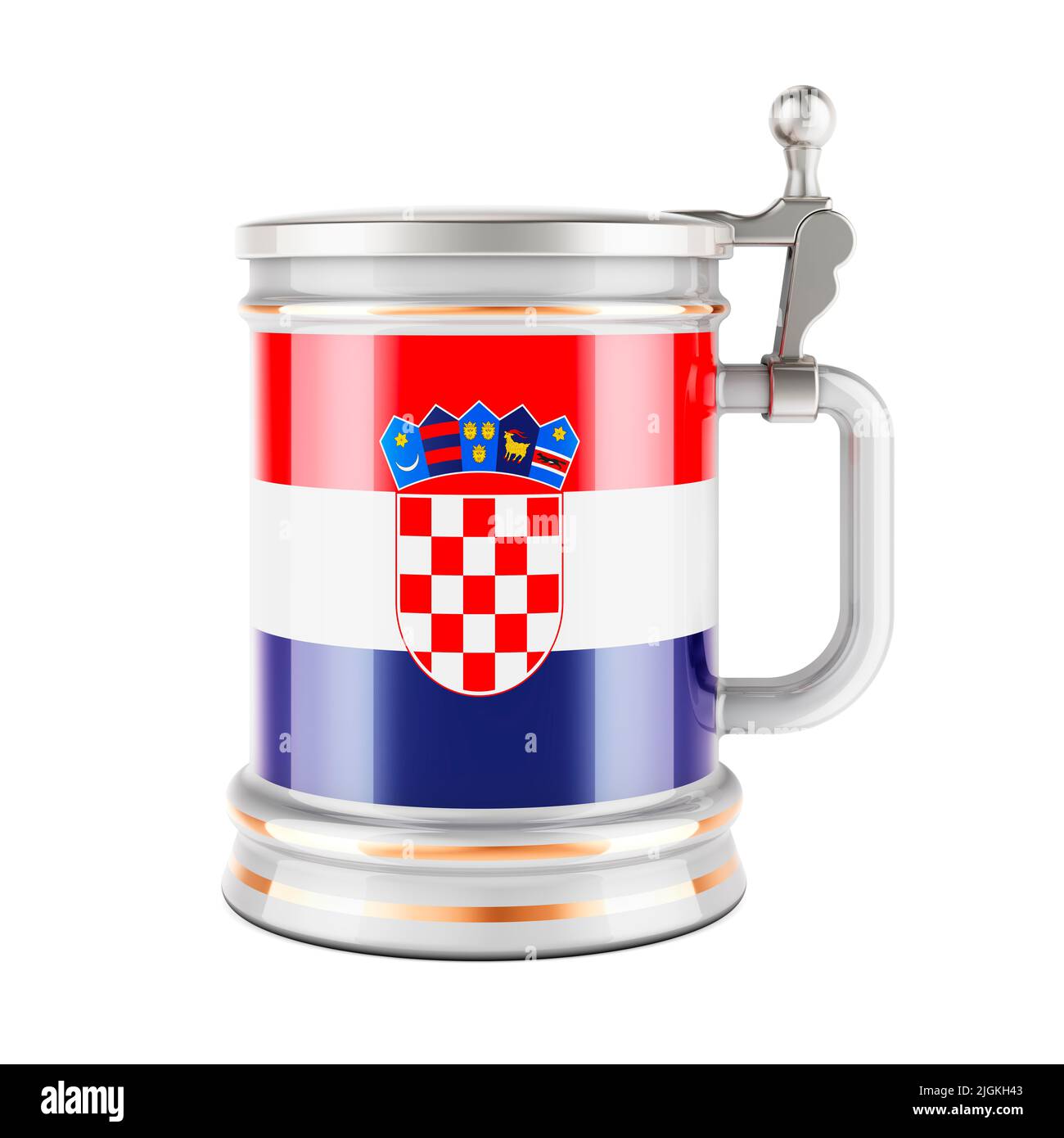 Tasse à bière avec drapeau croate, 3D rendu isolé sur fond blanc Banque D'Images