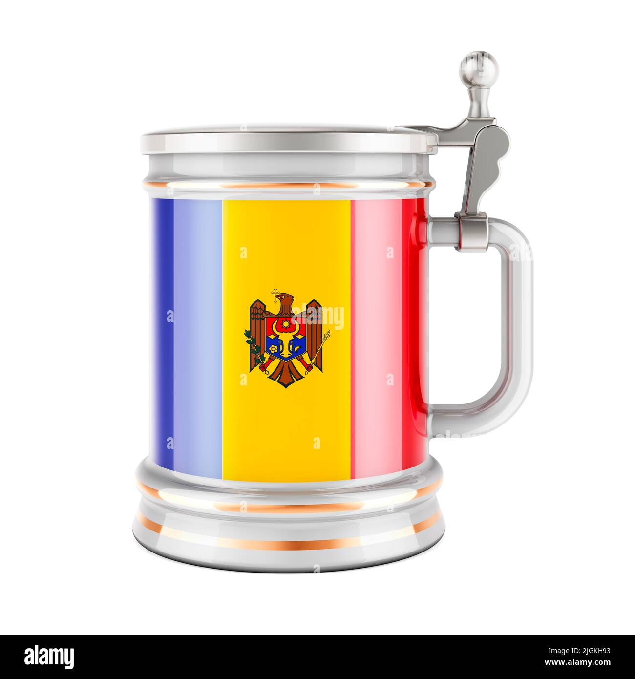 Tasse à bière avec drapeau moldave, 3D rendu isolé sur fond blanc Banque D'Images