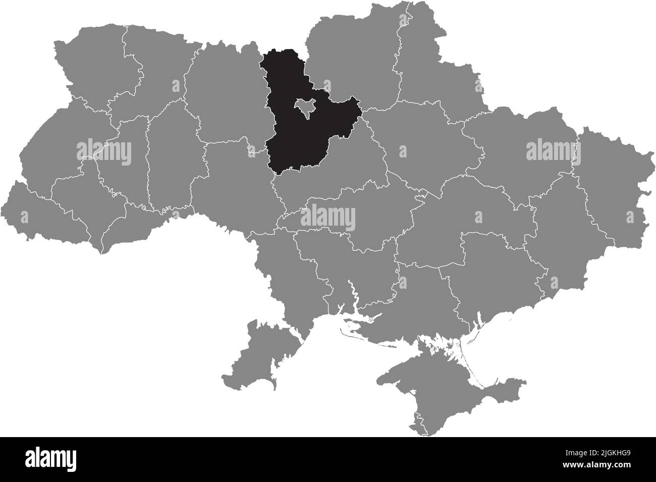 Carte de localisation de L'OBLAST DE KIEV, UKRAINE Illustration de Vecteur