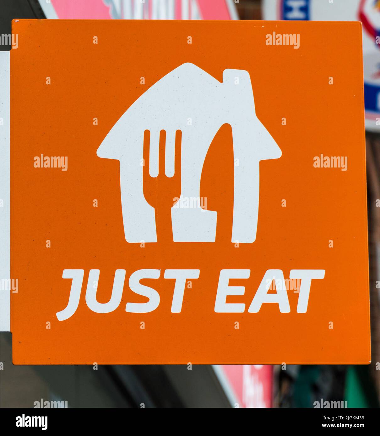 Logo du service de livraison de plats à emporter Just Eat Banque D'Images