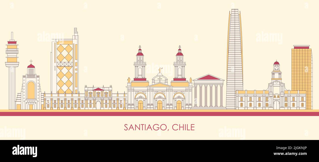 Caricature panorama de la ville de Santiago, Chili - illustration vectorielle Illustration de Vecteur