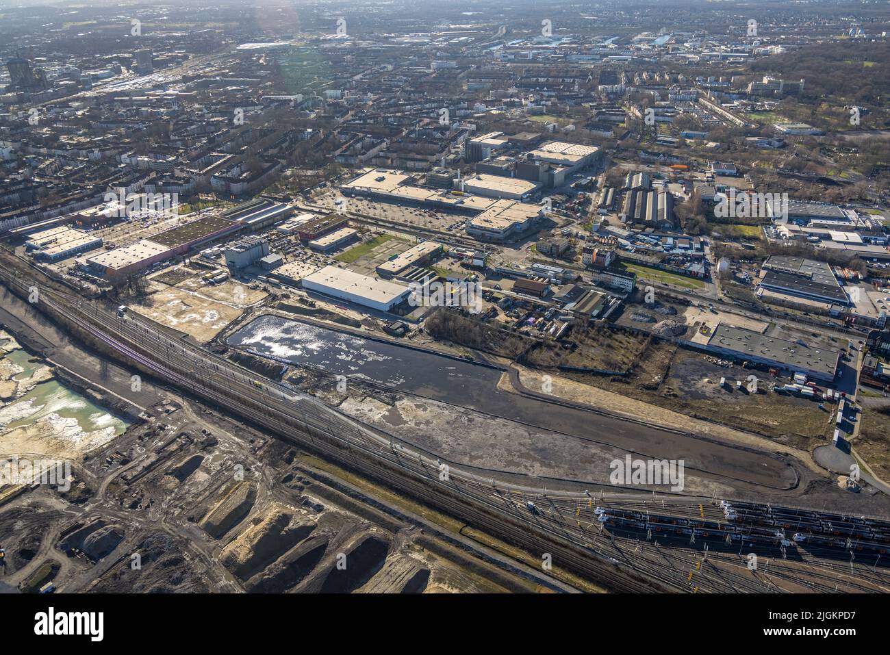 Vue aérienne, zone industrielle Nordmarkt-Ost Bornstraße, Nordmarkt, Dortmund, région de la Ruhr, Rhénanie-du-Nord-Westphalie, Allemagne, DE, Europe, photographie aérienne Banque D'Images