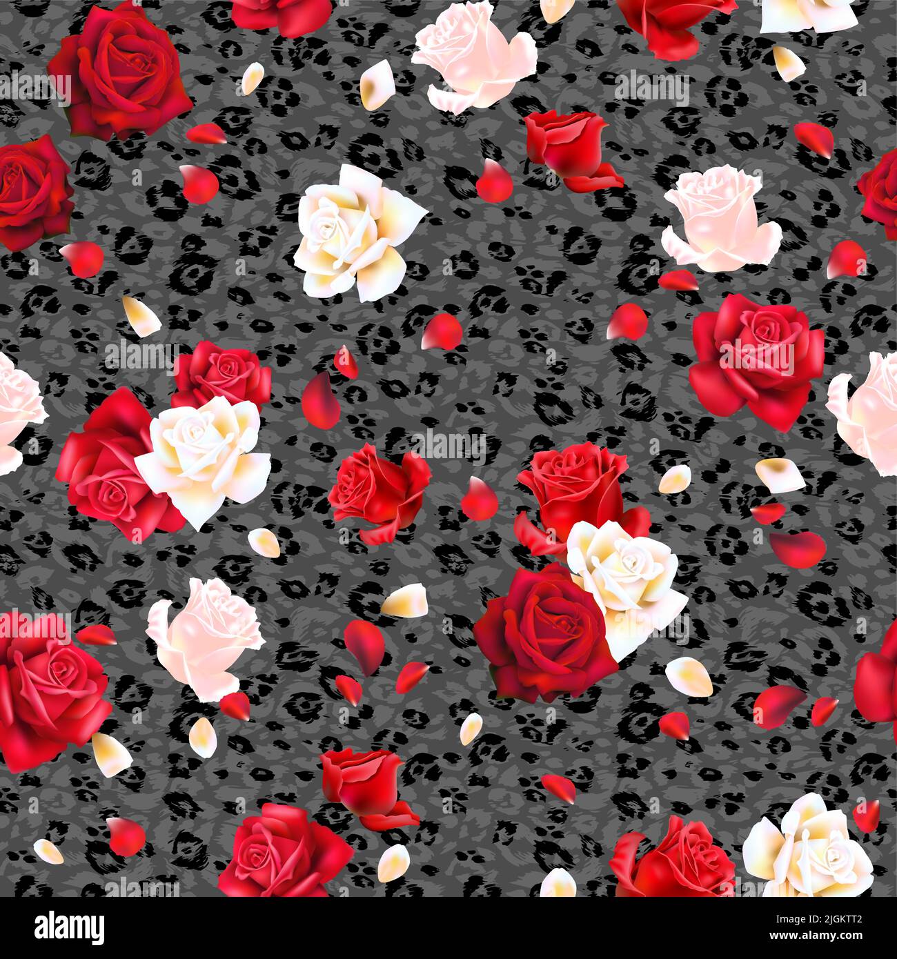 Roses rouges et blanches avec pétales Illustration de Vecteur